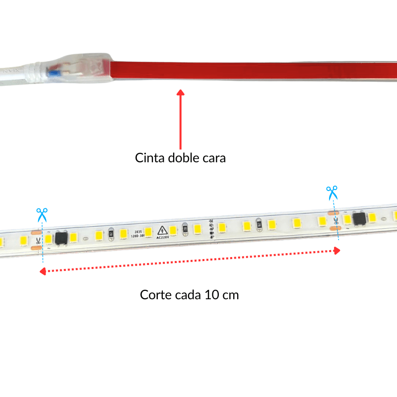 Metro De Manguera LED 2835 Sin Driver 110V 65K Blanco Frio - Wattko